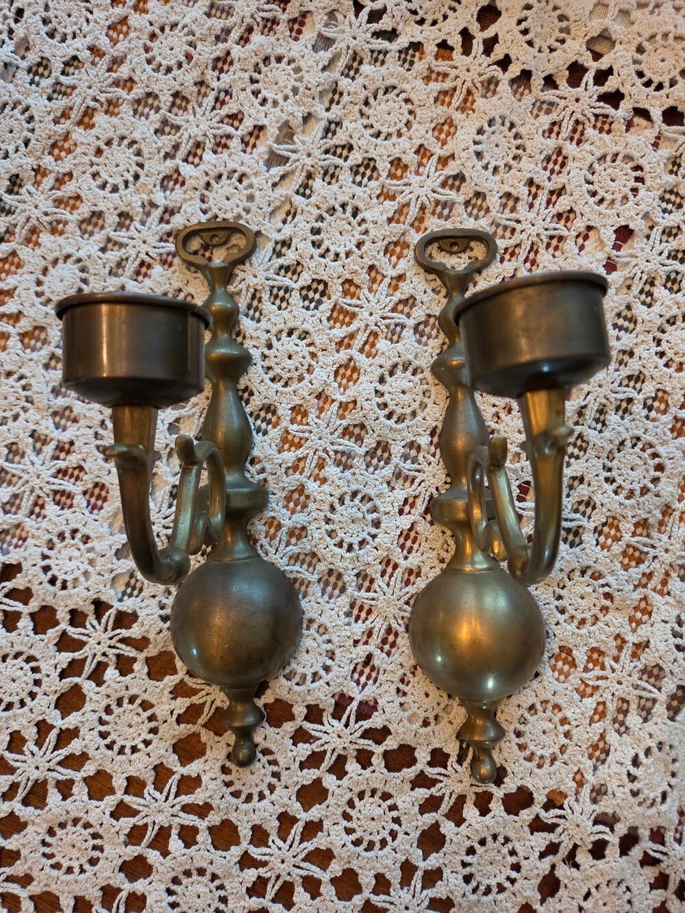 Vintage Solid Brass Wall Sconces Pair
